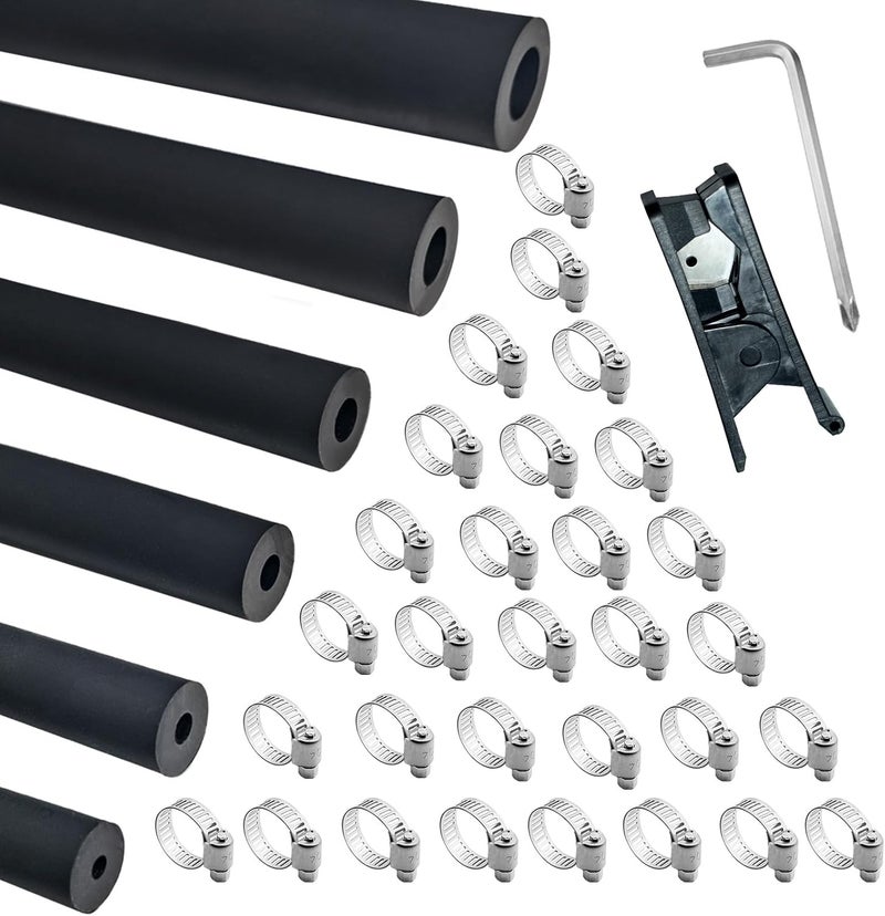 Unicaravan Silicone Vacuum Hose Kit 3.3FT 6PCS Vacuum Lines Automotive Kit 1/8" 5/32" 3/16" 1/4" 5/16" 3/8" With Clamps,Tube Cutter,Screwdriver,Matte Black Tubing, Automotive Marine & Industrial Use - Image 1